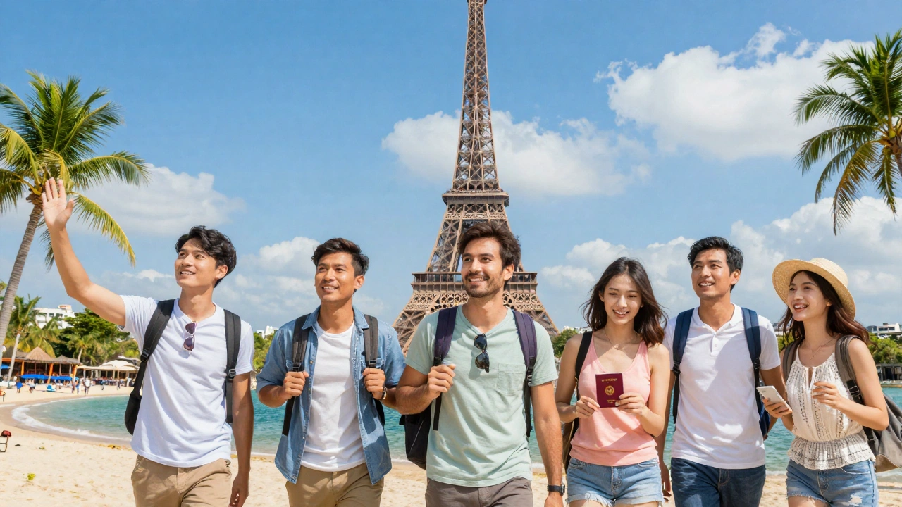 a diverse group of travelers happily exploring iconic international landmarks representing passport validity rules for international travel 2026
