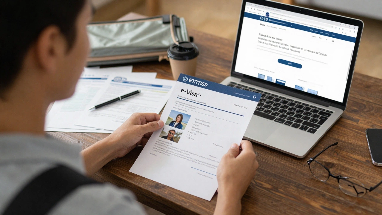 traveler uploading documents online for visa vs visa on arrival vs e-visa explained e-visa application