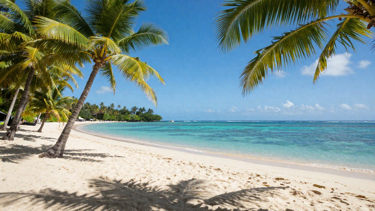 An inviting tropical scene of the Philippines with sunlit beaches, palm trees, and clear blue waters, evoking excitement and the promise of a smooth, well-prepared journey to the island paradise.