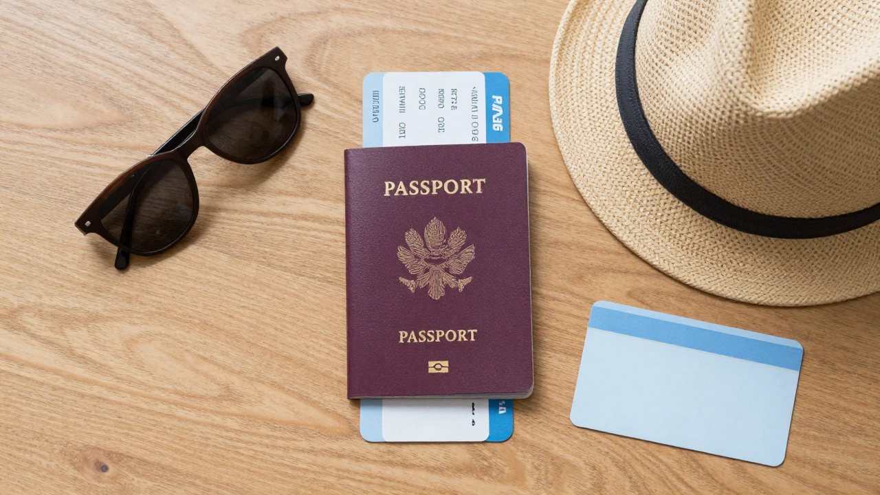 organized flat lay of travel essentials symbolizing Colombia digital nomad visa requirements 2026 preparation