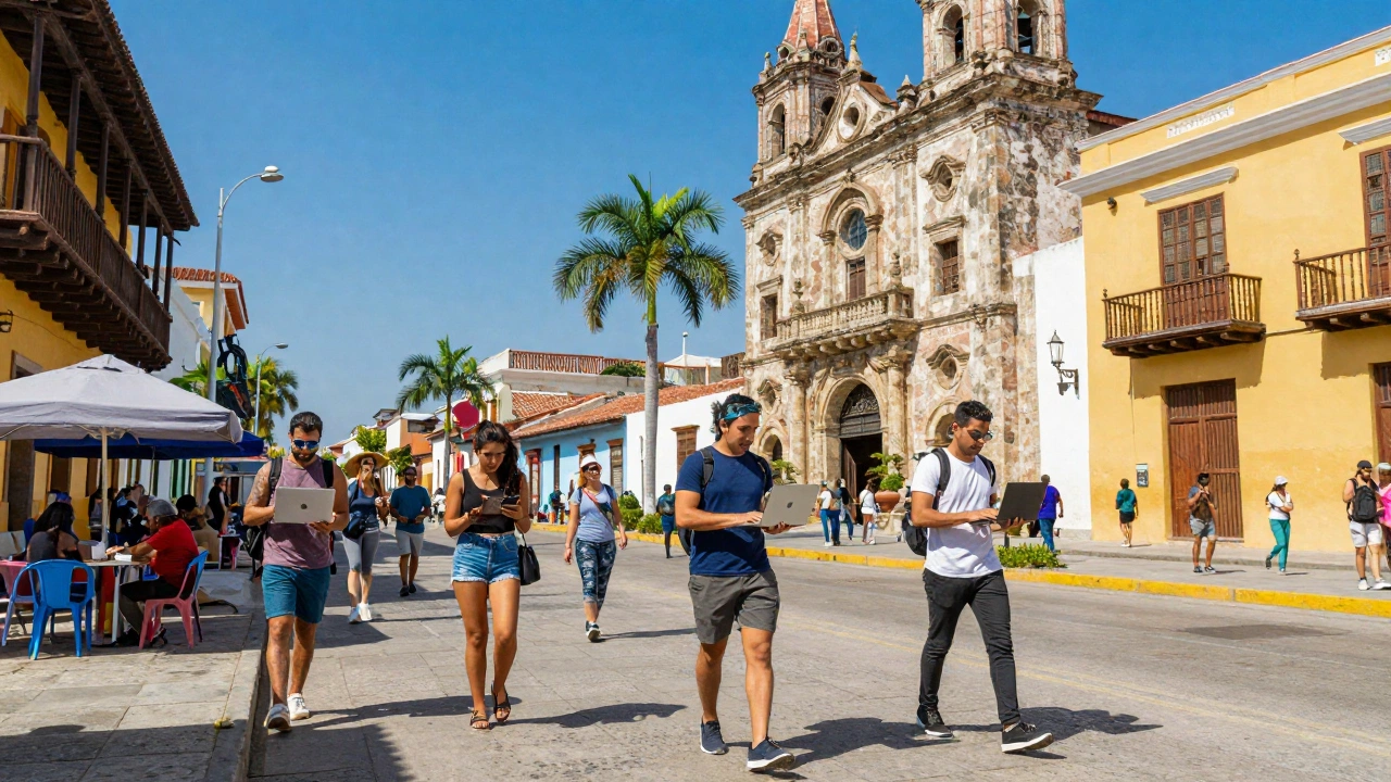 digital nomads enjoying local life in Medellín relating to Colombia digital nomad visa requirements 2026 lifestyle