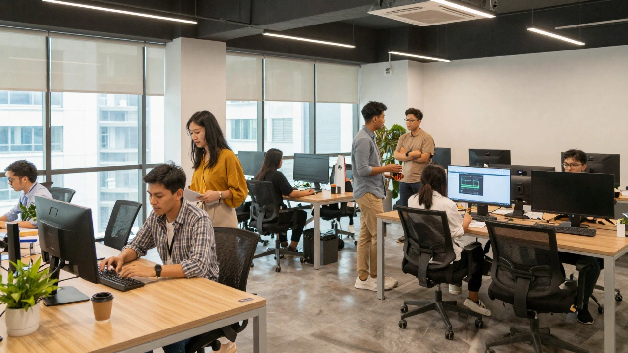 remote workers collaborating in a Kuala Lumpur coworking space reflecting Malaysia digital nomad visa for remote workers lifestyle