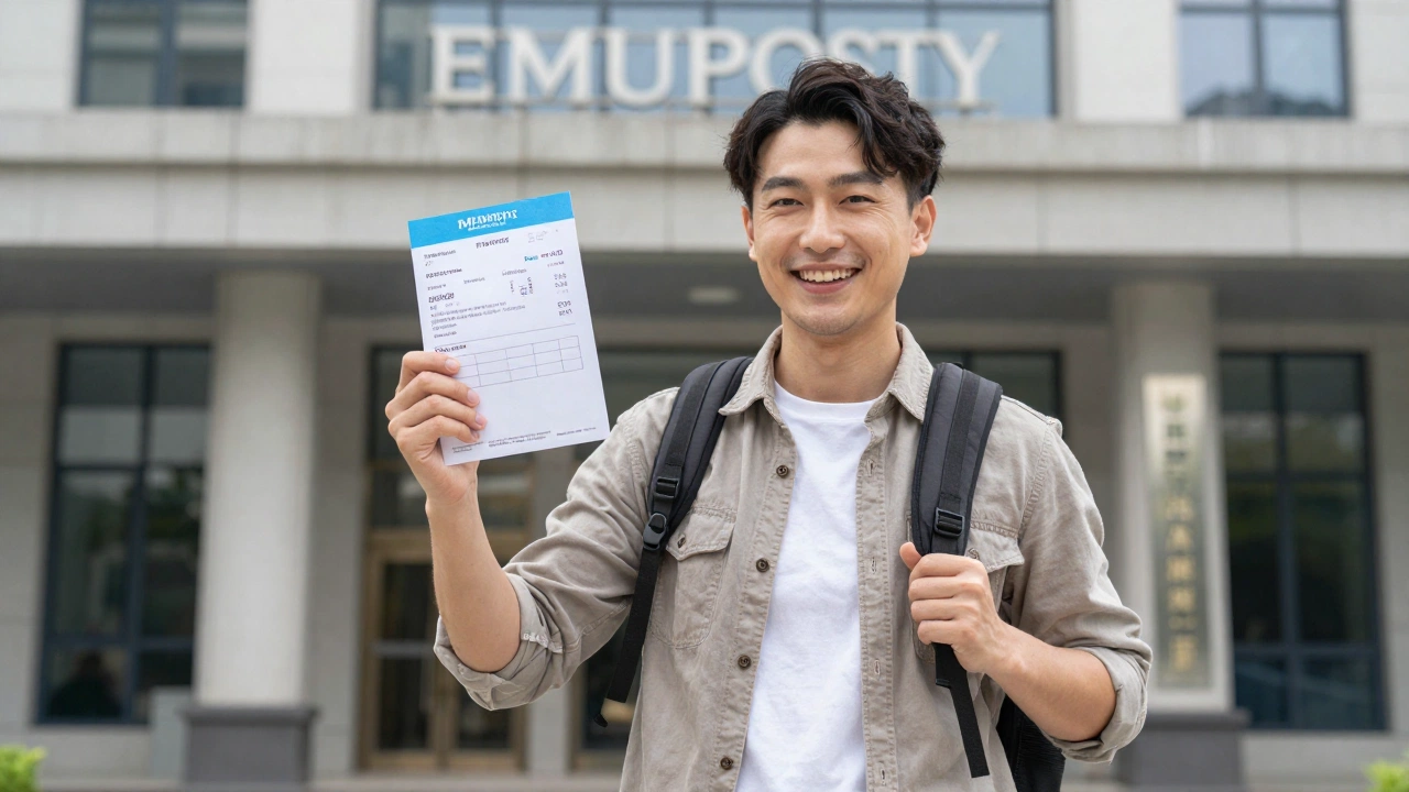 hopeful traveler holding flight reservation confirmation in front of embassy illustrating how long a flight reservation is valid for visa