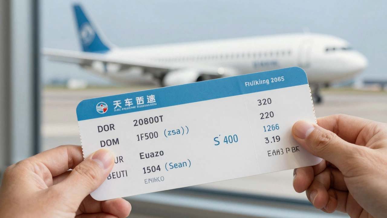 hand holding boarding pass showing PNR number for visa application what it means with airplane in background