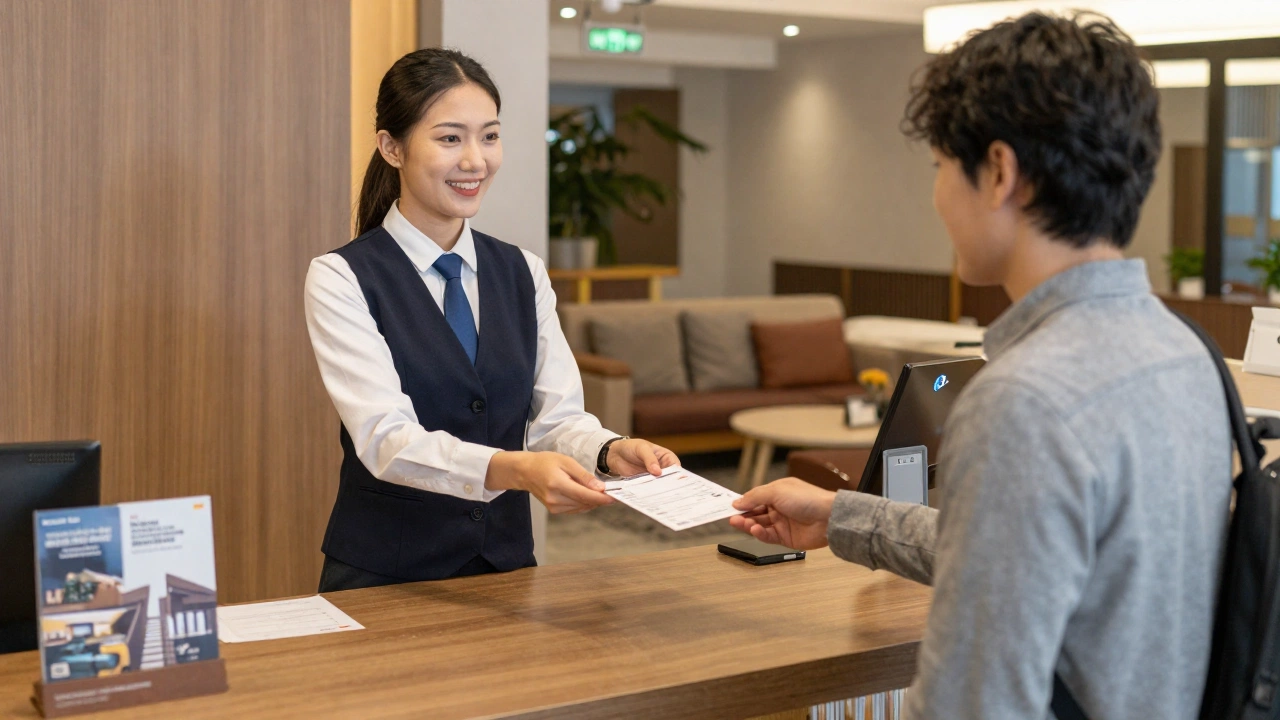 hotel receptionist providing visa support letter illustrating how to get hotel reservation for visa without paying