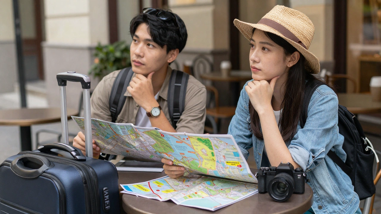 hotel receptionist handing formal booking confirmation to traveler for temporary hotel booking for visa purposes