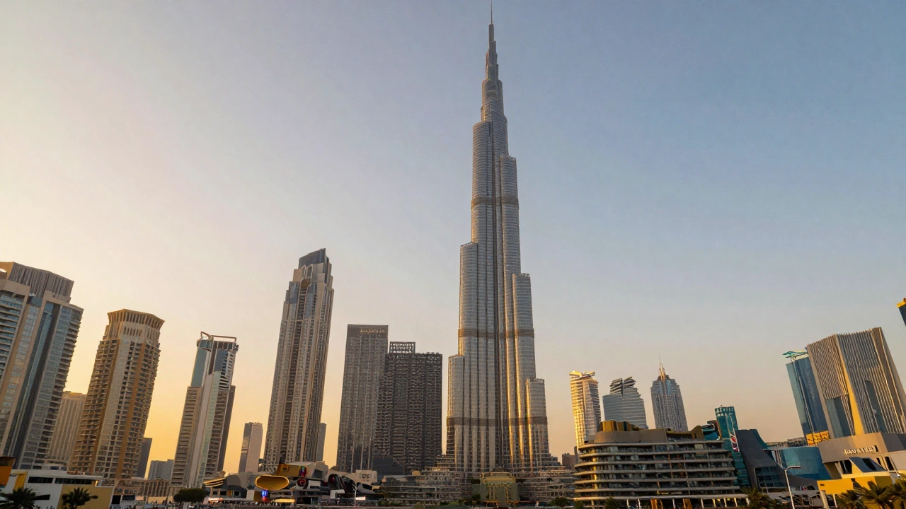 Dubai skyline sunset highlighting onward ticket requirement for Dubai tourist visa with scenic urban view
