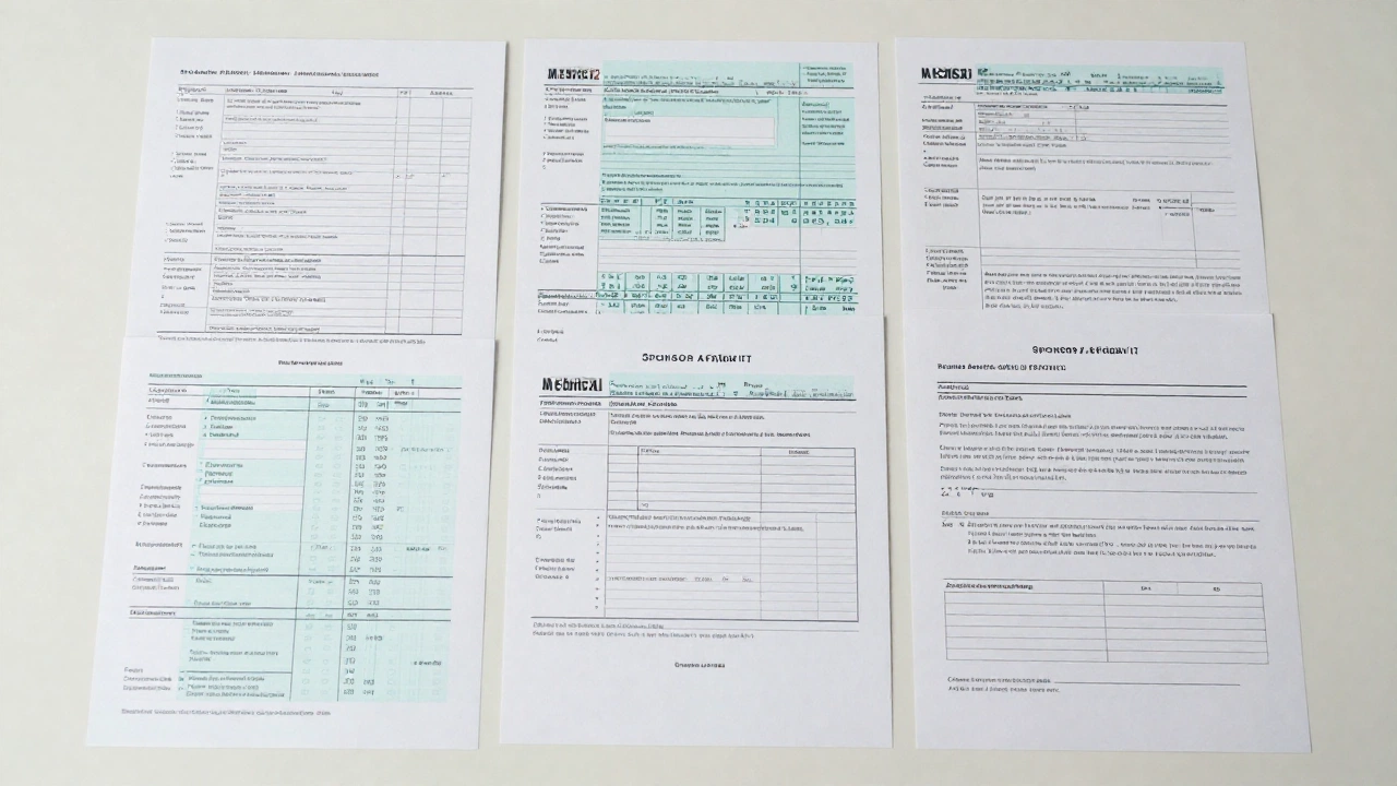 neatly organized desk displaying various financial documents as proof how to prove you can support yourself financially for visa