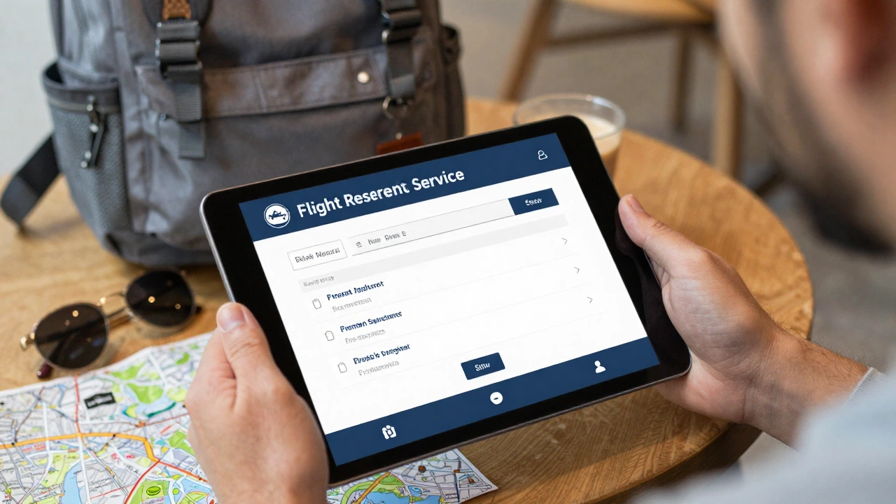 flight reservation service interface showing options to buy onward ticket for visa without paying full price