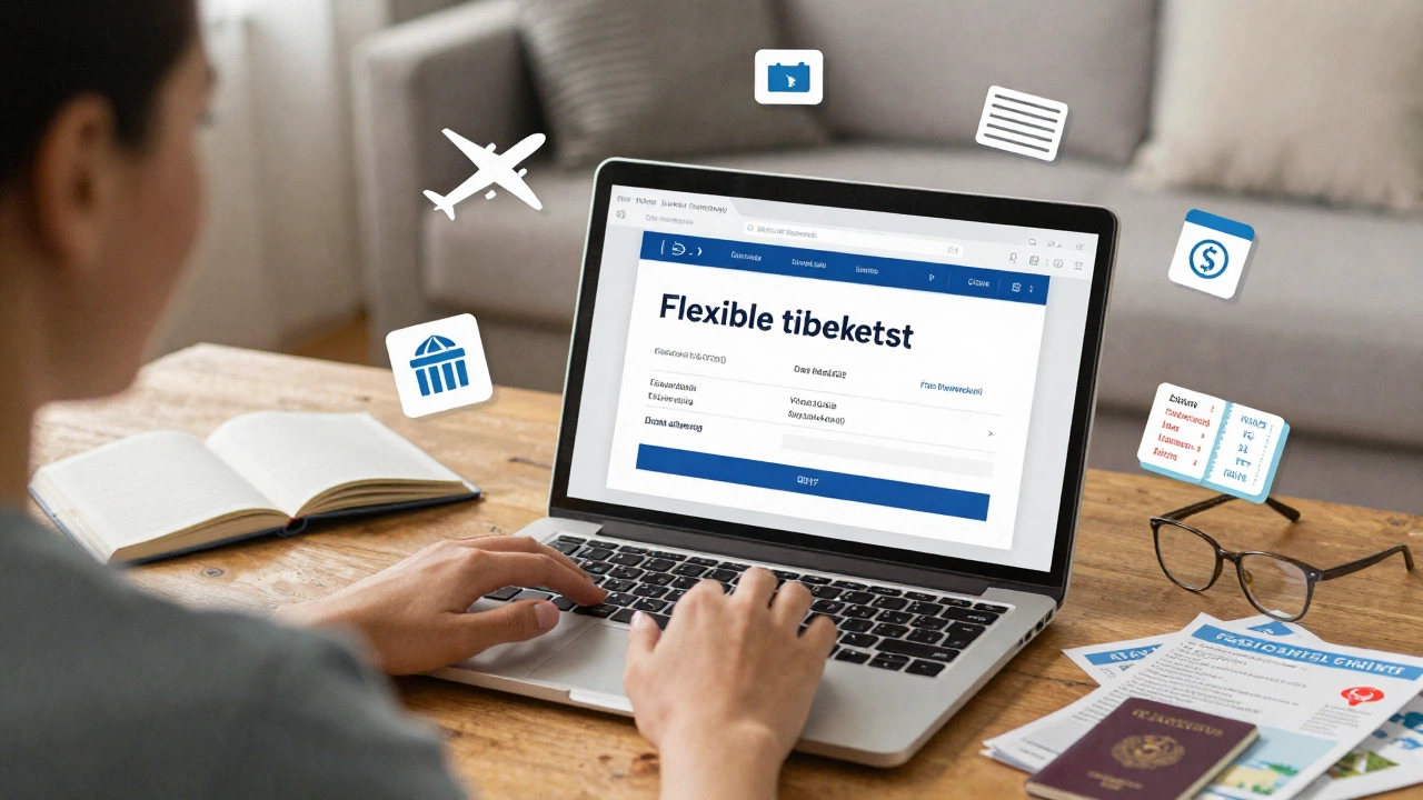 Traveler booking flexible flight tickets online illustrating onward ticket for Nigerian passport holders process