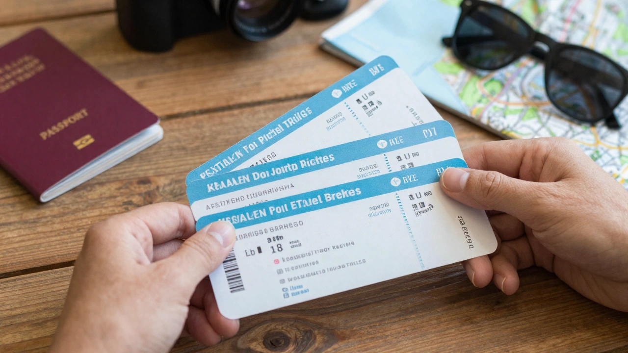 close-up of varied travel tickets illustrating what is an onward ticket for visa applications