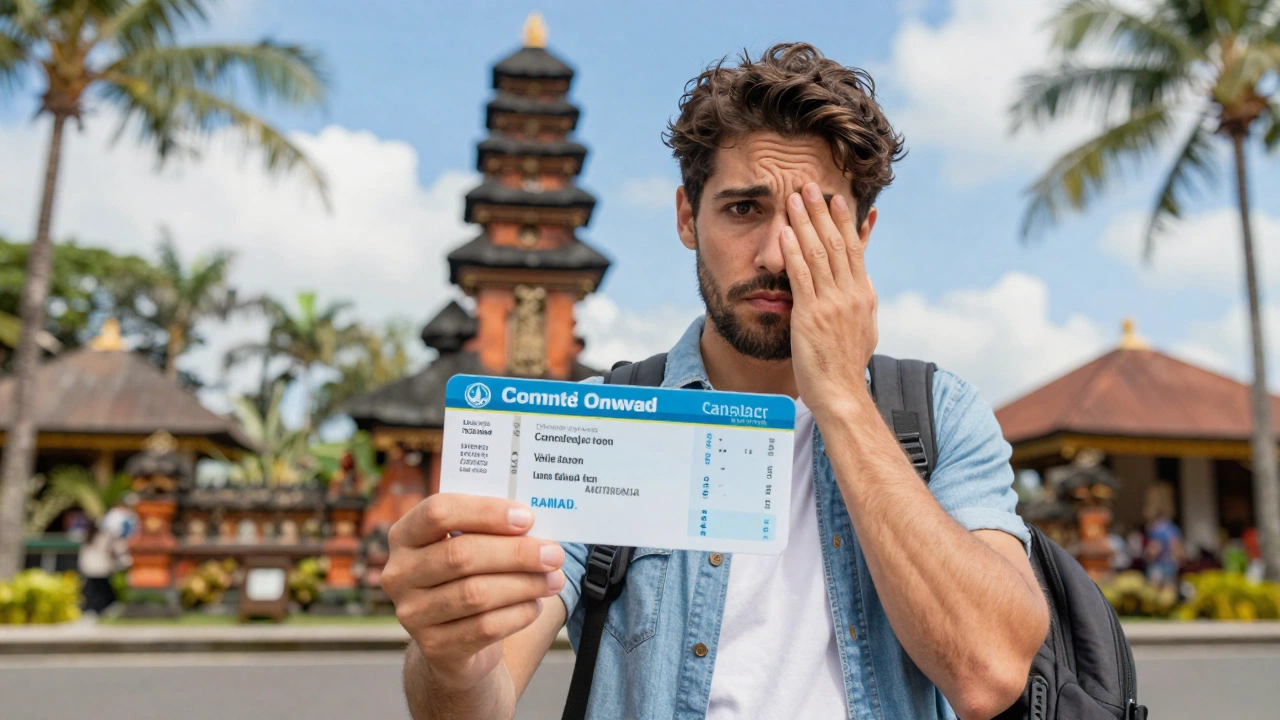 traveler at international destination confidently presenting confirmed onward tickets