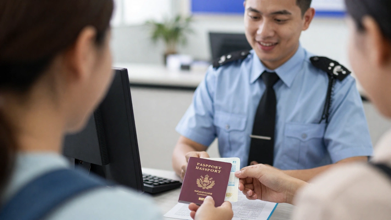 immigration officer checking travel documents